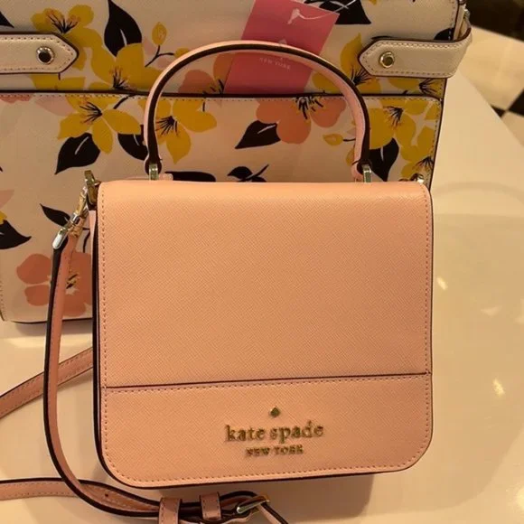 Kate Spade Staci Square Crossbody Saffiano Leather Chalk Pink - Picture 16 of 16